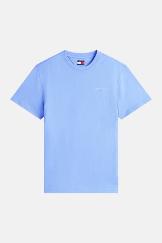 T-shirt bleu à manches courtes de Tommy Jeans, avec un petit logo sur la poitrine.