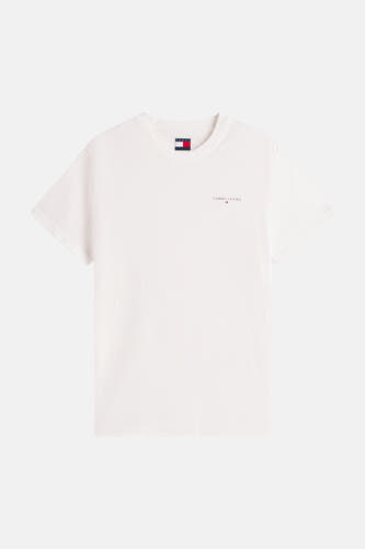 Wit T-shirt met korte mouwen van TOMMY JEANS, met logo op de borst.