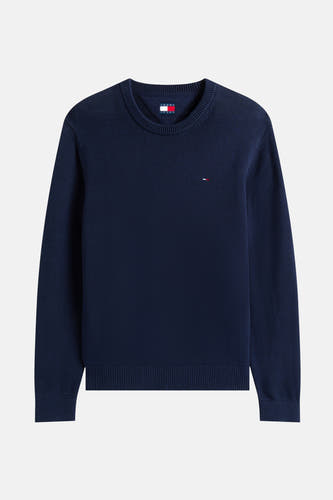 T-shirt bleu avec col rond de TOMMY JEANS, avec un logo brodé subtil sur la poitrine.
