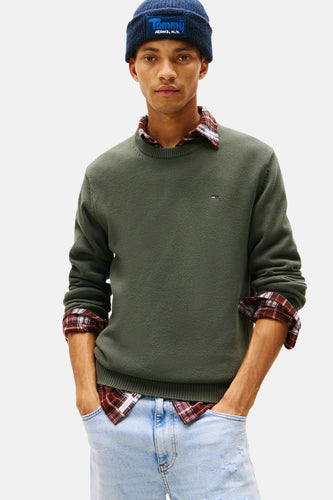 Pull à col rond - vert - TOMMY JEANS