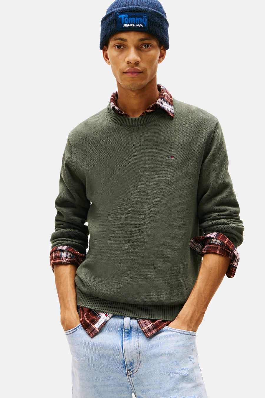 Pull à col rond - vert - TOMMY JEANS