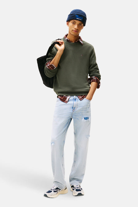 Pull col O vert - TOMMY JEANS