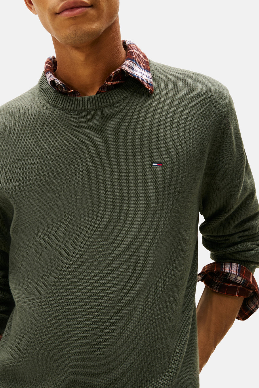 Pull à col rond - vert - TOMMY JEANS