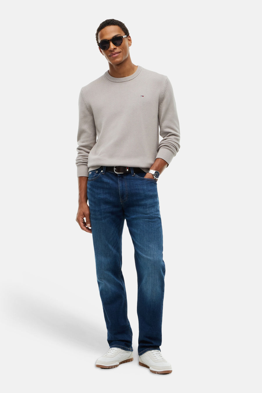 Pull col O beige - TOMMY JEANS