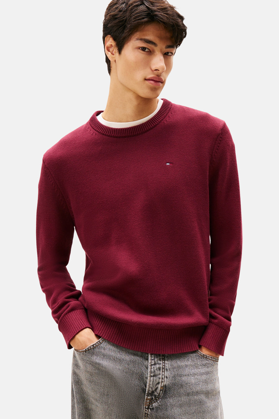 Pull à col rond - Bordeaux - TOMMY JEANS