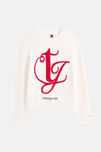 Pull met ronde hals - wit - TOMMY JEANS