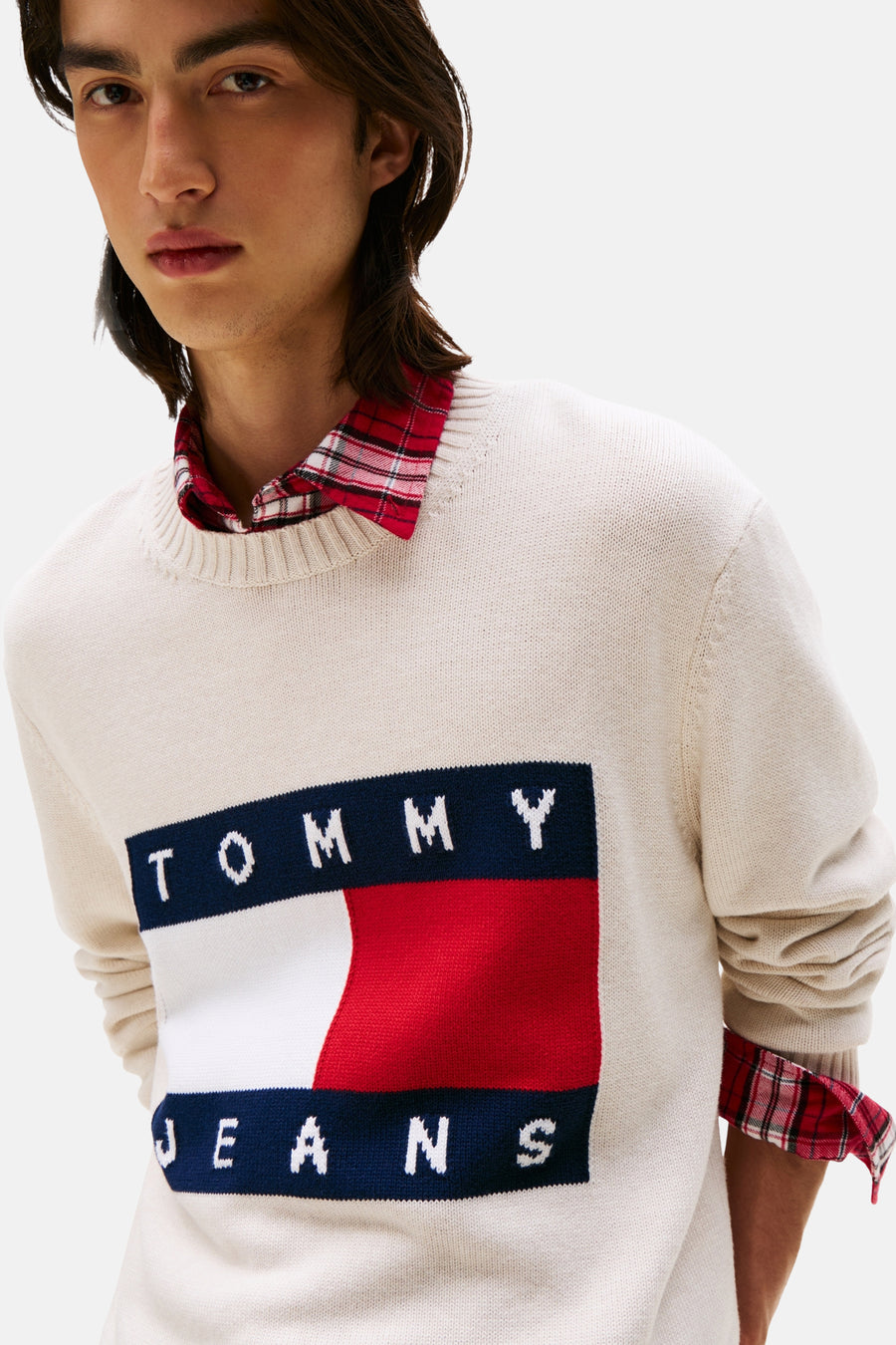 Pull met ronde hals - ecru - TOMMY JEANS
