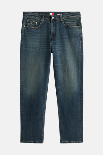 Tapered jeans van donkerblauw denim van TOMMY JEANS, met klassieke styling en subtiele wassing.
