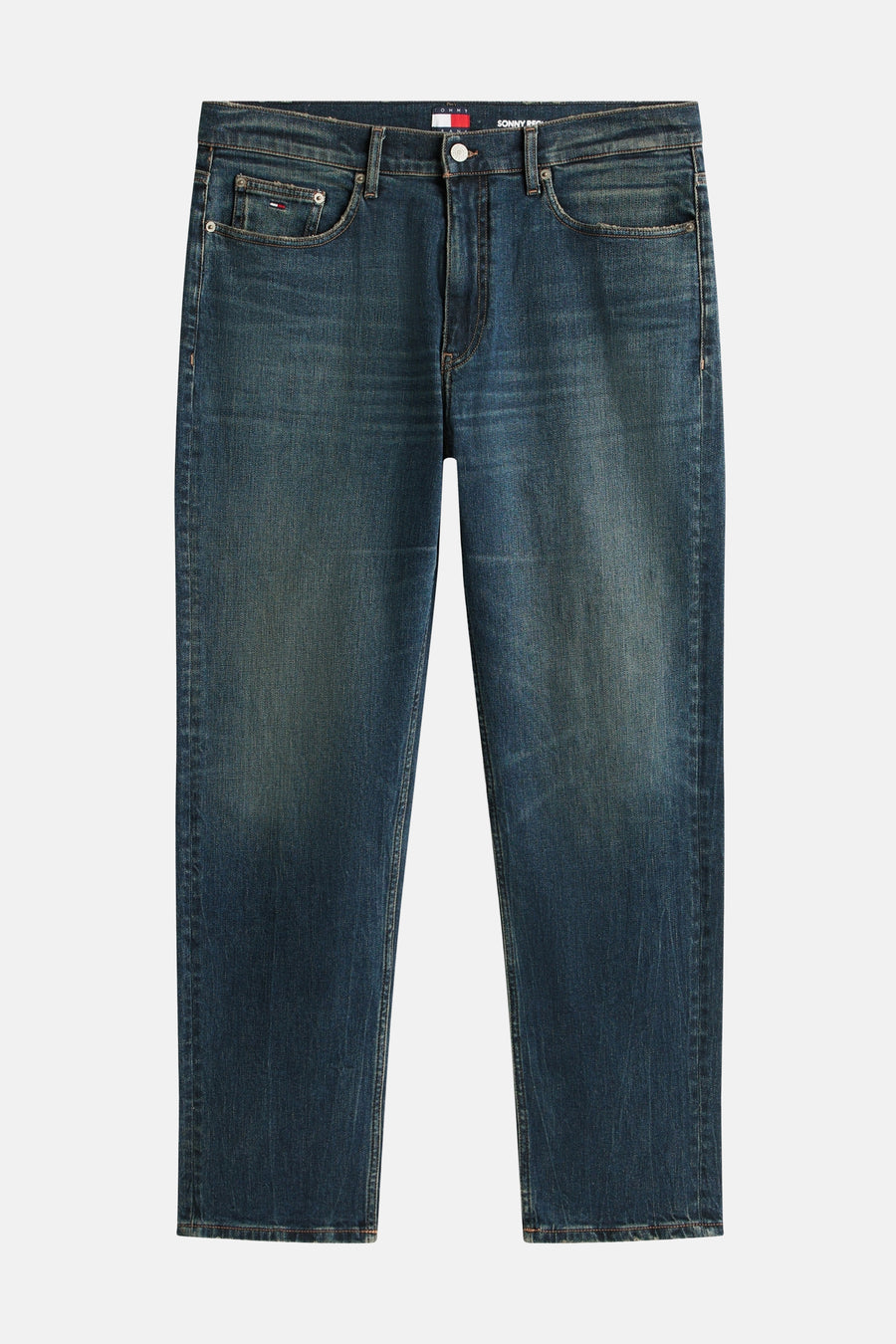 Tapered jeans van donkerblauw denim van TOMMY JEANS, met klassieke styling en subtiele wassing.
