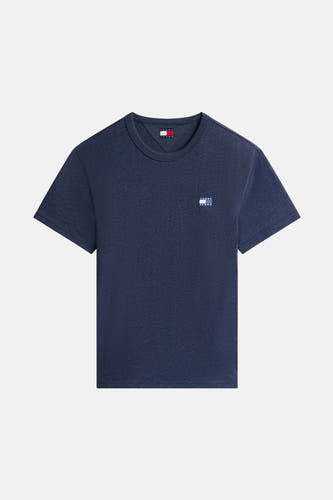 Blauw T-shirt met korte mouwen van TOMMY JEANS, met klein merklogo op de borst.