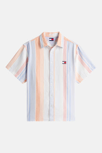 Chemise multicolore TOMMY JEANS, à manches courtes et à motif rayé.