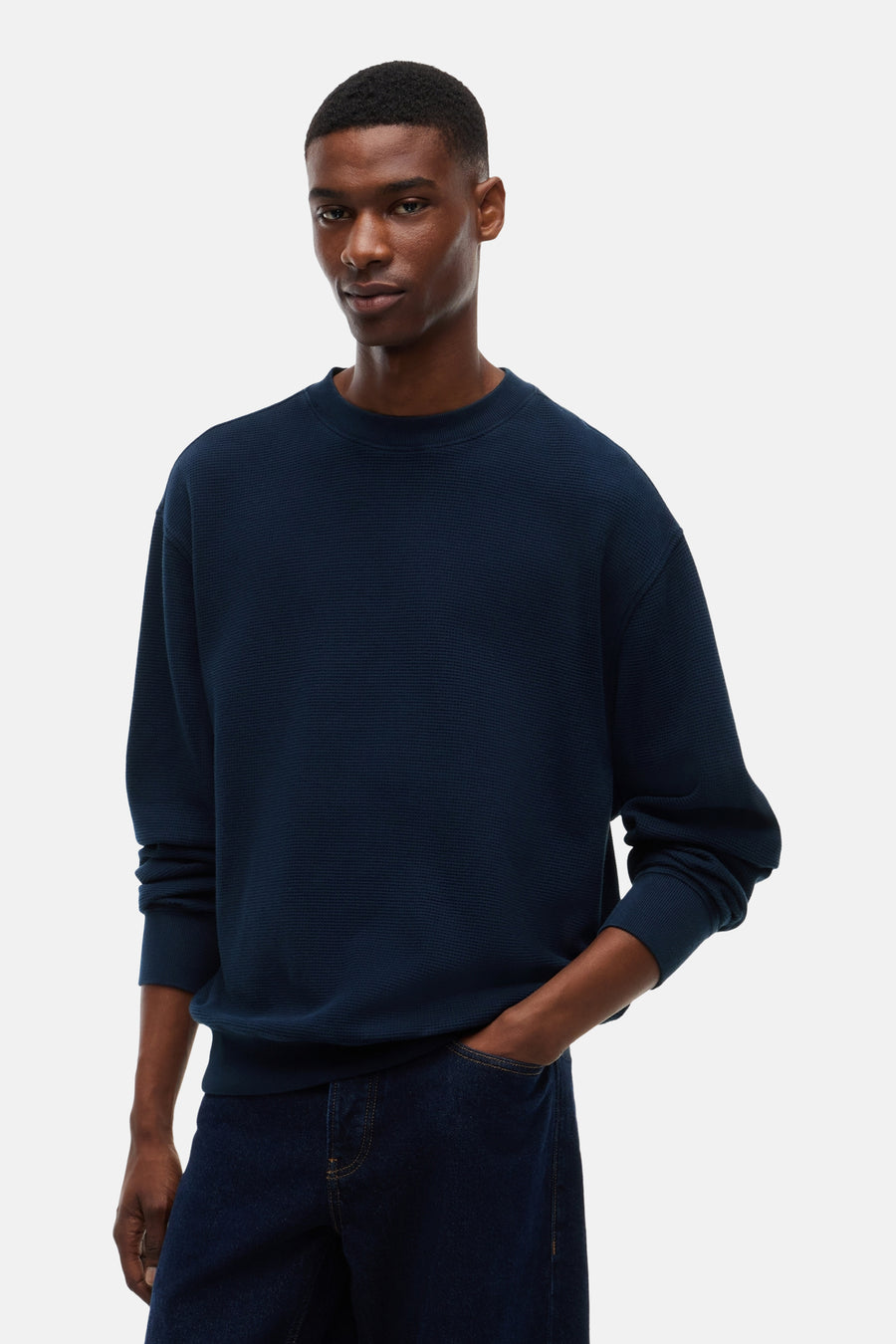 Sweat col O - bleu