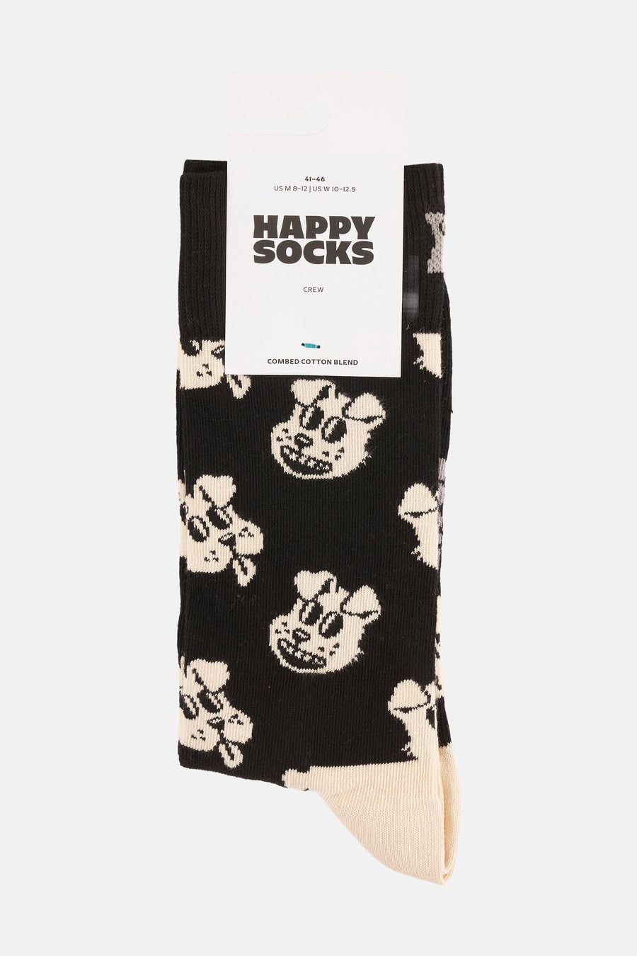Zwarte sokken van Happy Socks, met een witte doodskop print over de hele sok.