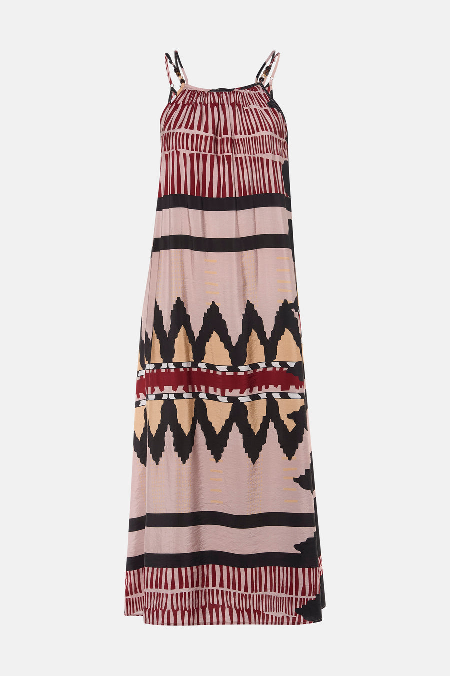 Multicolor mouwloos kleedje van ADORE met geometrische print, dunne bandjes en lichte stof, front view