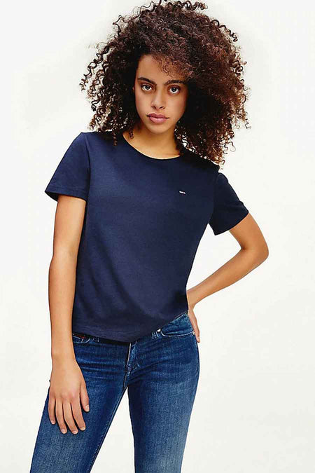 Top uni manche courte Bleu - TOMMY JEANS