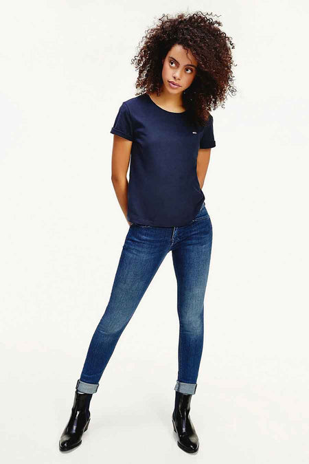 Top uni manche courte Bleu - TOMMY JEANS