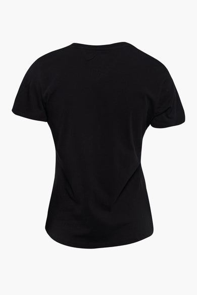 Zwart korte mouwen T-shirt van TOMMY JEANS, achterzijde met ronde hals en gladde stof, strak model