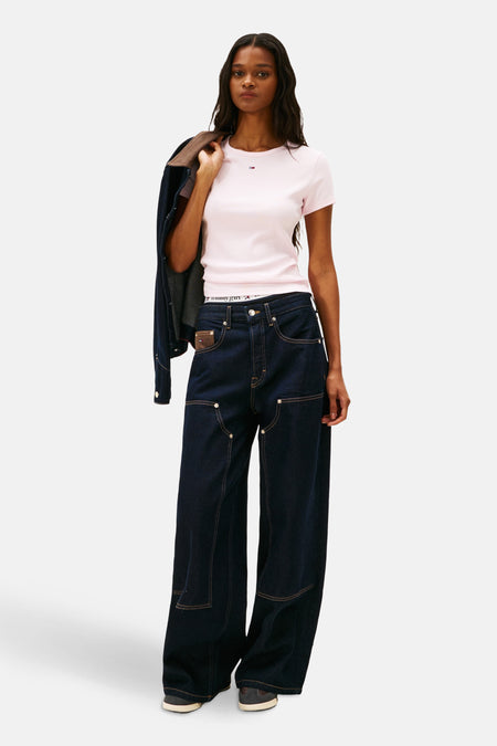 Top uni manche courte rose - TOMMY JEANS