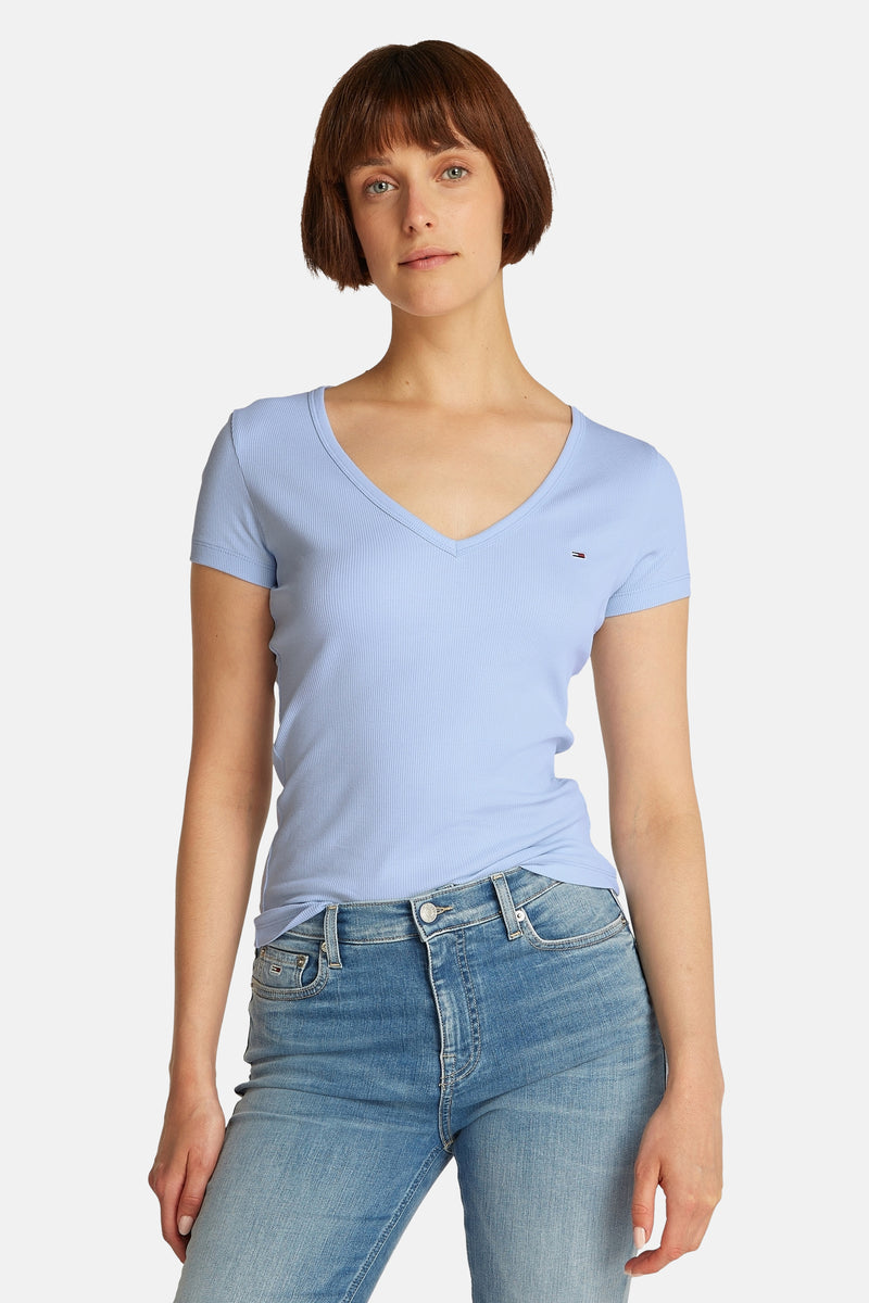 Top uni manche courte Bleu - TOMMY JEANS
