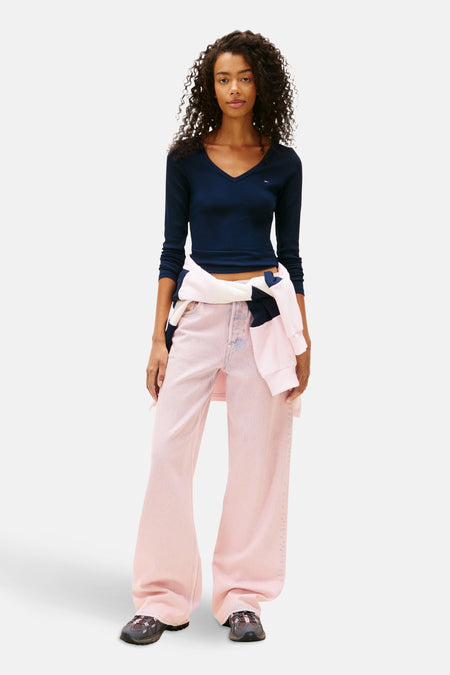 Top uni manche longue bleu - TOMMY JEANS