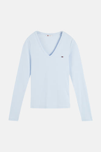 Top uni manche longue bleu - TOMMY JEANS