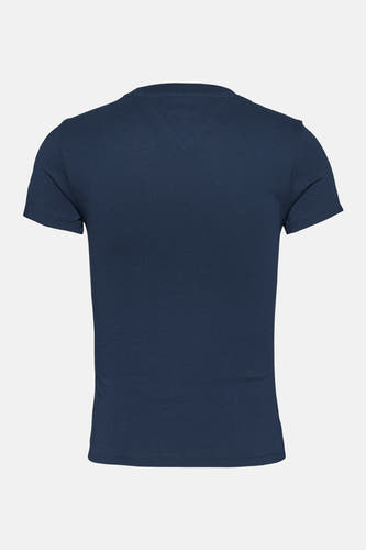 Blauw T-shirt met korte mouwen van TOMMY JEANS, rugaanzicht.