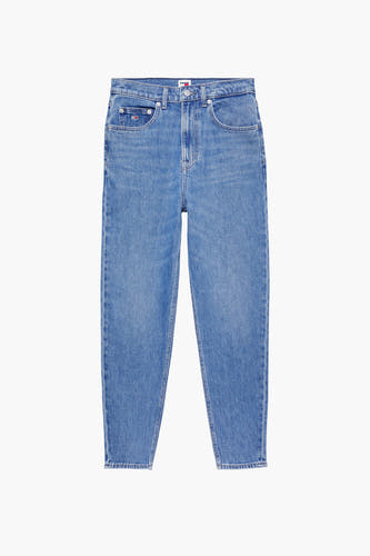 Jean MOM JEAN bleu marine de TOMMY JEANS, avec une coupe classique et un lavage subtil.