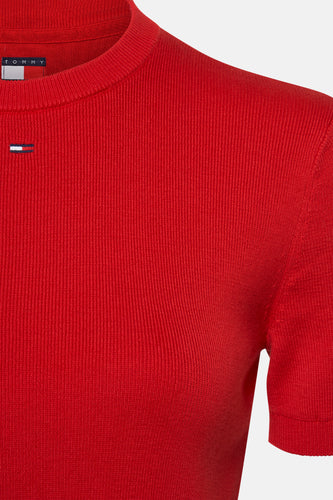 Pull à col rond - rouge - TOMMY JEANS