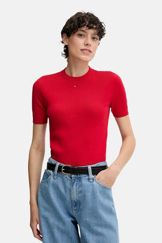 Pull à col rond - rouge - TOMMY JEANS