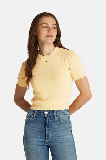 Pull met ronde hals - geel