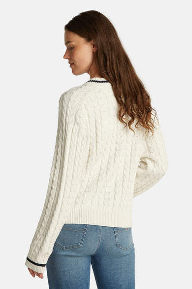 Trui met V-hals Wit - TOMMY JEANS