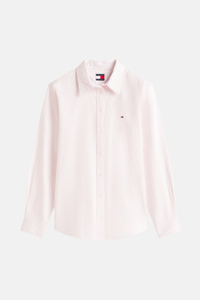 Roze overhemd met lange mouwen van TOMMY JEANS, met een klein logo op de borst.