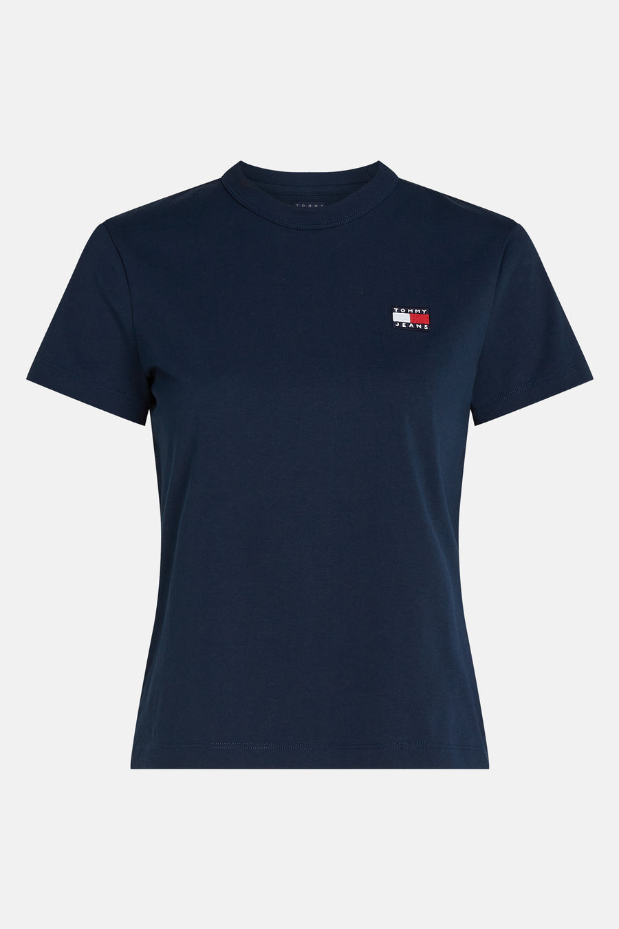 T-shirt bleu à manches courtes de TOMMY JEANS, couleur unie avec un petit logo sur la poitrine.