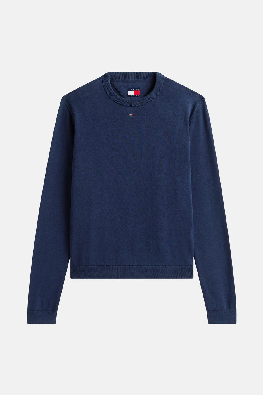 T-shirt bleu avec col rond de TOMMY JEANS, avec petit logo sur la poitrine.