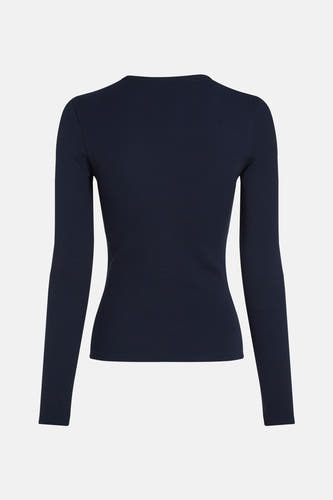 Blauw T-shirt met lange mouwen van TOMMY JEANS, met een subtiele ribgebreide textuur.
