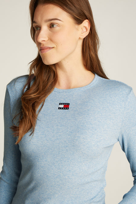Top uni manche longue bleu - TOMMY JEANS