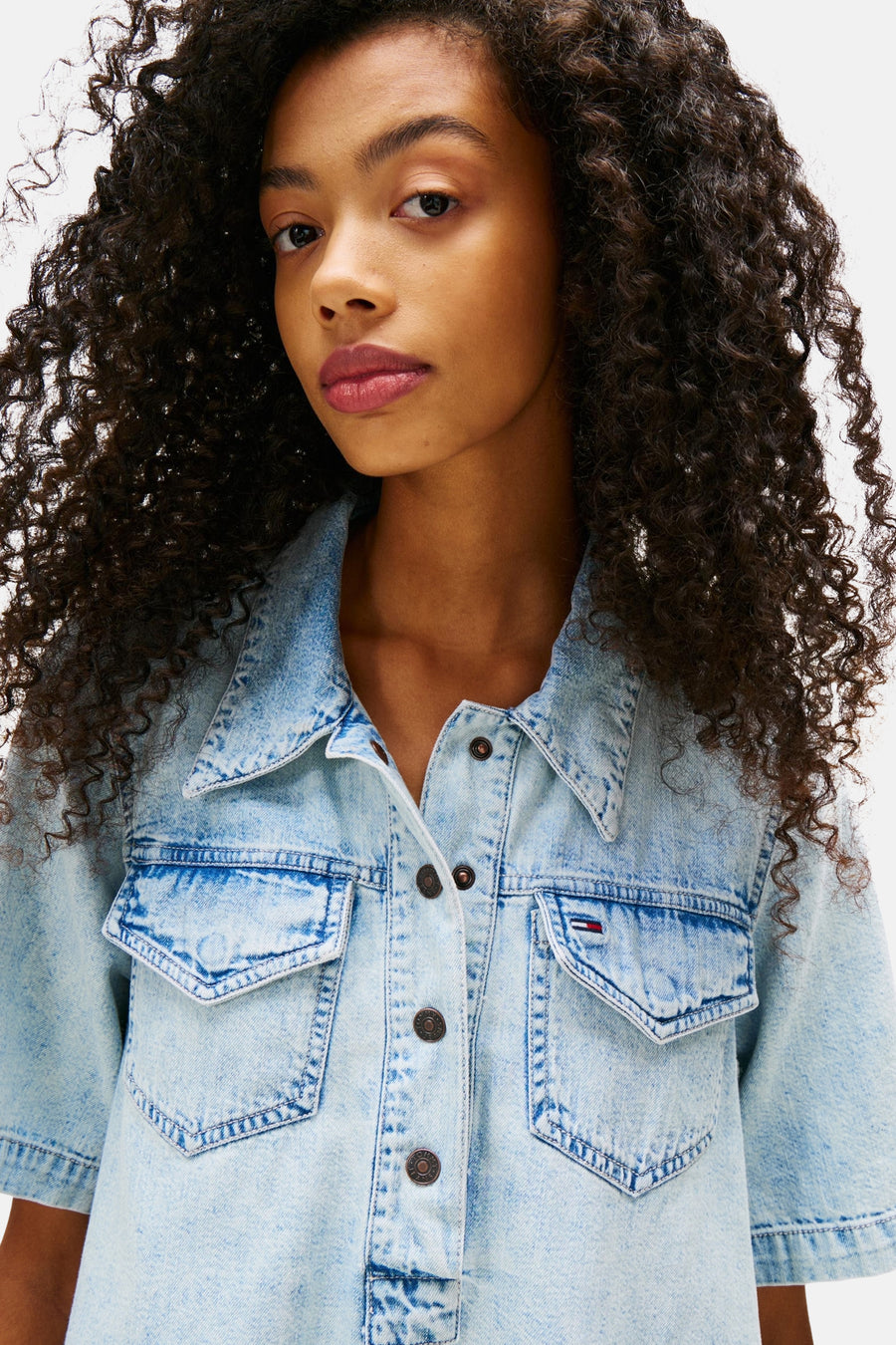 Robe à manches courtes - Light blue denim - TOMMY JEANS