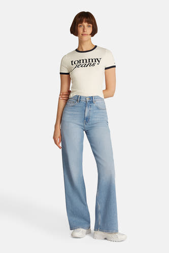 Lichtblauwe denim wijde jeans van Tommy Jeans, met een klassieke taille en een casual uitstraling.
