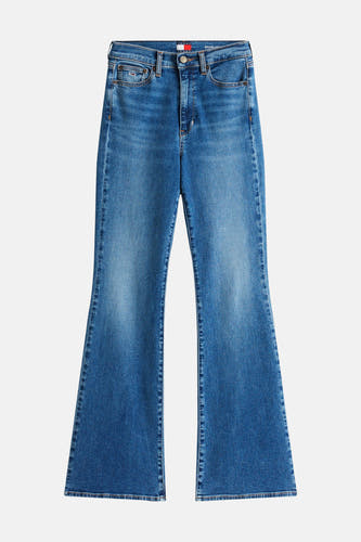 Flared jeans in middengblauw denim van TOMMY JEANS, met een klassieke wassing en uitlopende pijpen.
