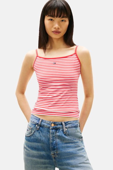 Multikleurige top van TOMMY JEANS, met rode en witte strepen.