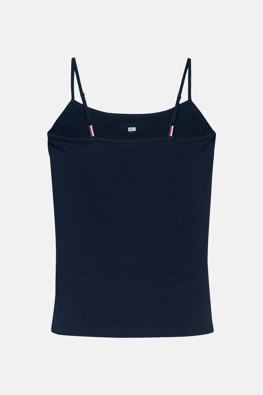 Blauwe singlet van TOMMY JEANS met dunne bandjes en een vierkante halslijn.