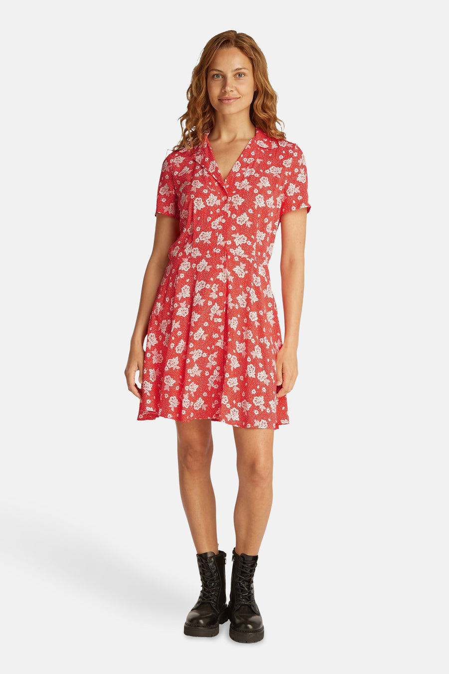 Robe à manches courtes - Rouge