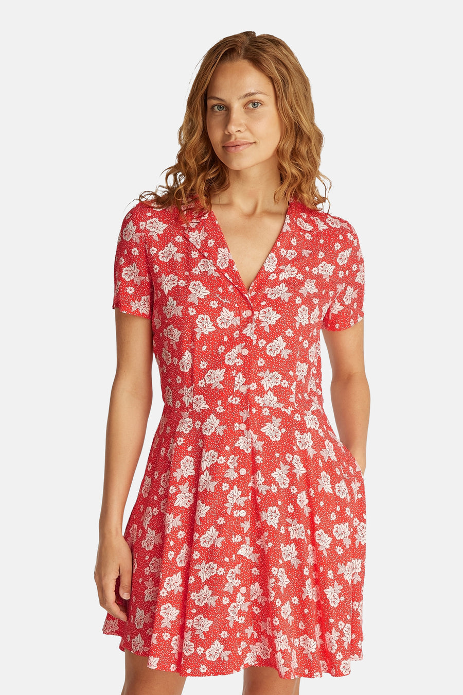 Robe à manches courtes - Rouge