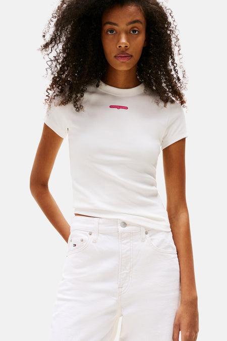 Top uni manche courte Beige - TOMMY JEANS