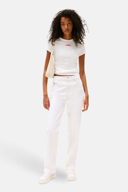 Top uni manche courte Beige - TOMMY JEANS