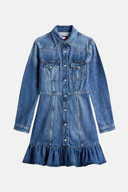 Kleedje met lange mouwen - dark blue denim