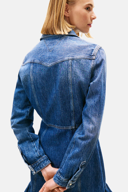 Kleedje met lange mouwen - dark blue denim