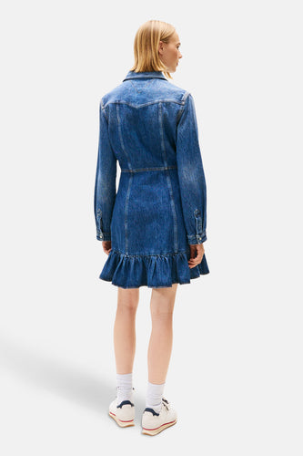 Kleedje met lange mouwen - dark blue denim - TOMMY JEANS