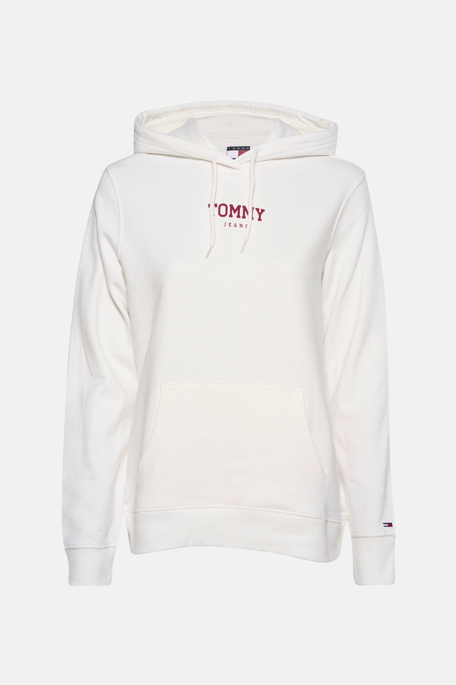 Witte sweater met kap van TOMMY JEANS, met trekkoordjes en buidelzak.
