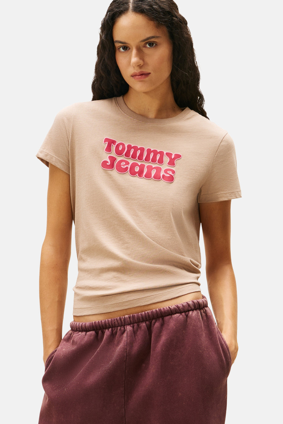 T-shirt à manches courtes - beige - TOMMY JEANS